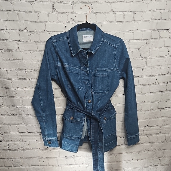 Old Navy Jackets & Blazers - Old Navy Women's Belted Indigo Jean Jacket Size Small EUC